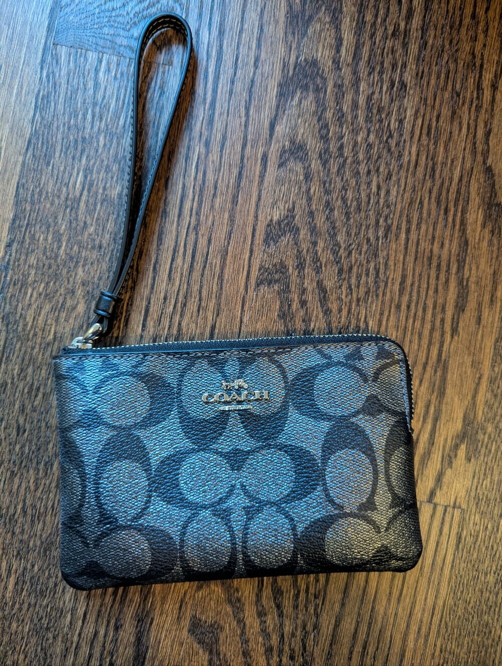 Coach Black Leather Zip Coin Pouch
